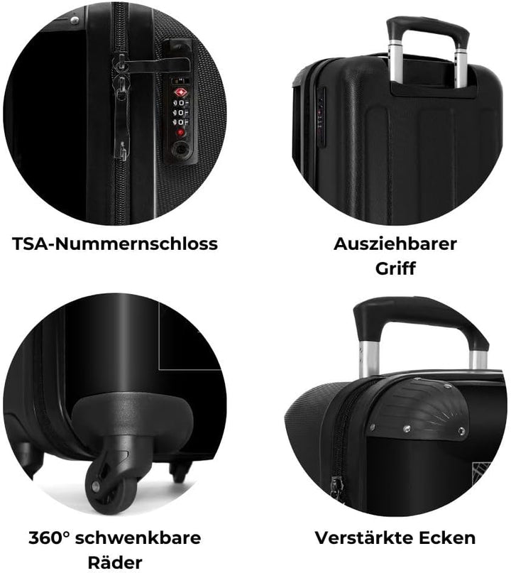 NoBoringSuitcases.com® Koffer Handgepäck Trolley Rollkoffer Kleine Reisekoffer mit 4 Rollen - Rennst