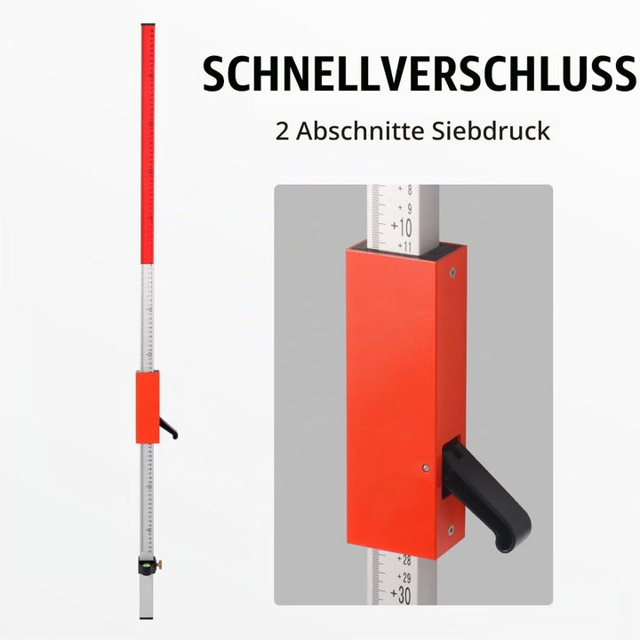 Laser-Grade-Stab, Laser-Wasserwaage für Rotationslaser mit Schnellverschluss-Aluminiumstab zum Messe