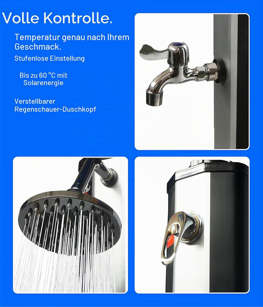 UMBRELLA® Solardusche Garten 35L [INKL. Regenduschkopf &amp; Fussdusche] – Gartendusche, Solar – Gartens