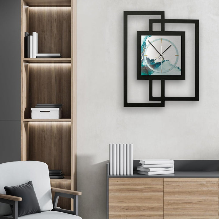 Kreative Feder Designer-WANDUHR „Turquoise“ in modernem Metallic-Look ohne Tickgeräusche (Funk/Quarz