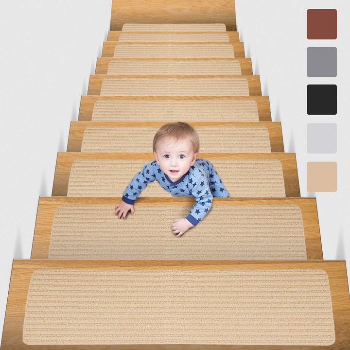 MBIGM 15er Set Stufenmatten 20 cm X 65 cm Treppenteppich Selbstklebend Sicherheit Stufenteppich für