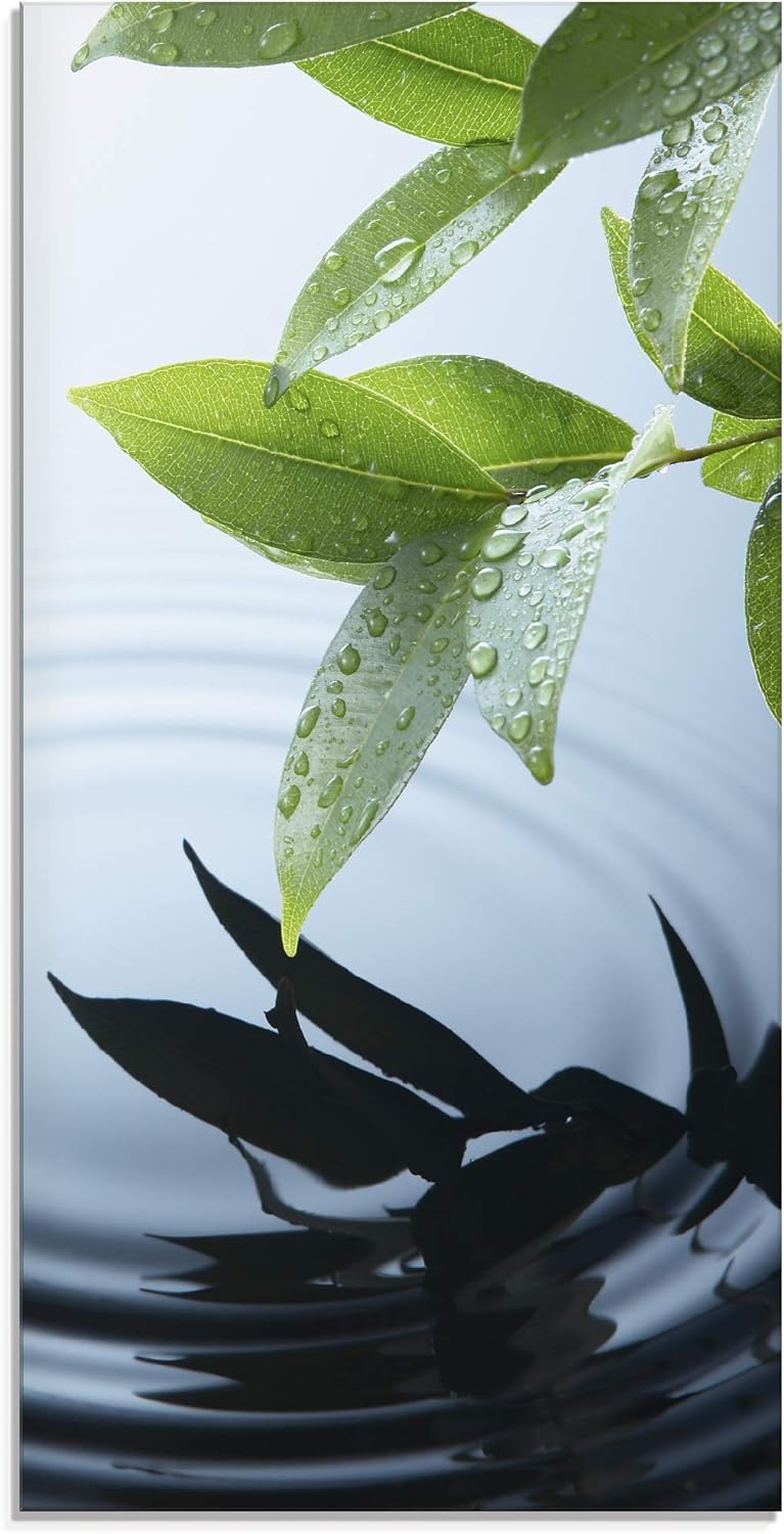 ARTland Glasbilder Wandbild Glas Bild einteilig 30x60 cm Hochformat Natur See Pflanzen Wasser Baum B