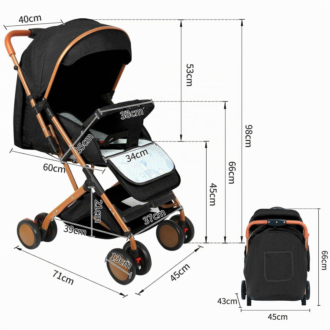 homewell Baby Kinderwagen klappbar, Buggy Kinderbuggy, 0-6 Jahre, flache Liegeposition, Einhändig Kl