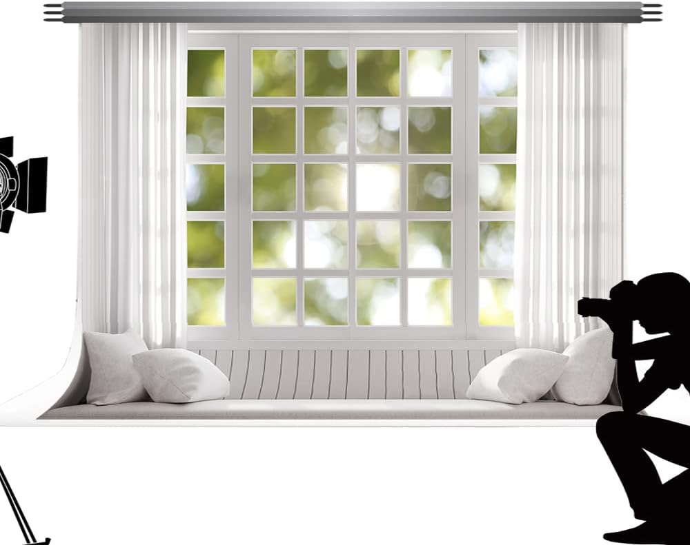 Kate Backdrops Weisse Fenster Frühling Hintergründe Grüne Landschaft Sommer Foto Kulissen Kopfteil H
