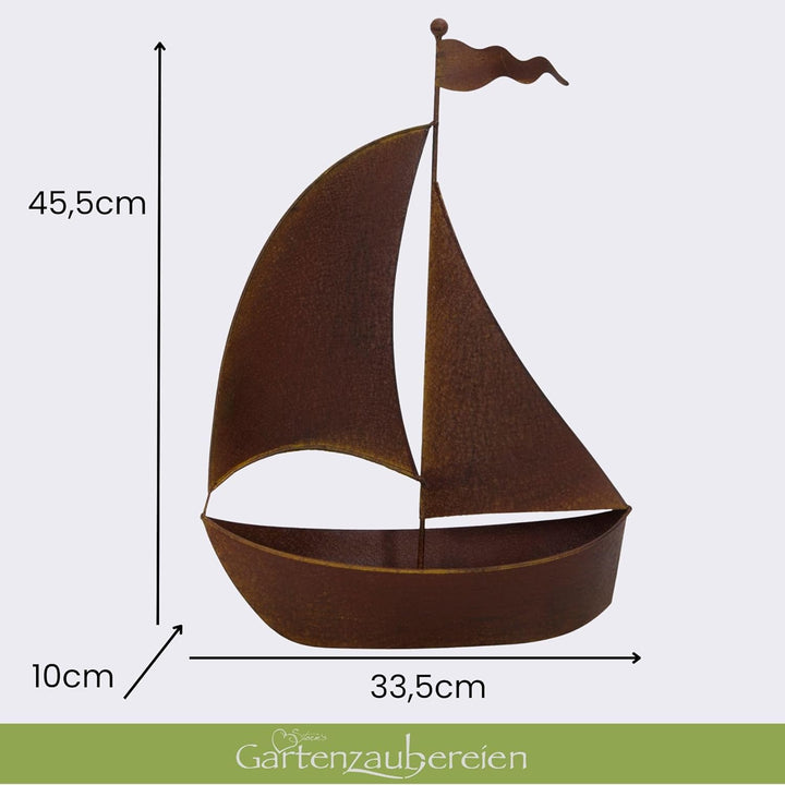 Storm's Gartenzaubereien Deko-Segelboot - Vielseitig Bepflanzbar - Metall Rostoptik - Maritime Garte