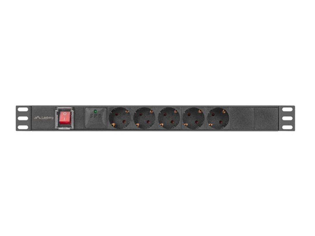 Lanberg PDU 19" 1U 16A 2M 5X SCHUKO OUTLETS Black