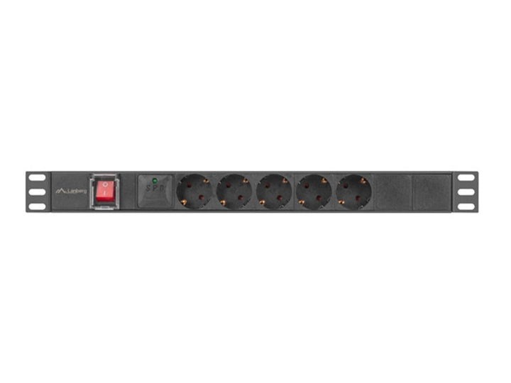 Lanberg PDU 19" 1U 16A 2M 5X SCHUKO OUTLETS Black