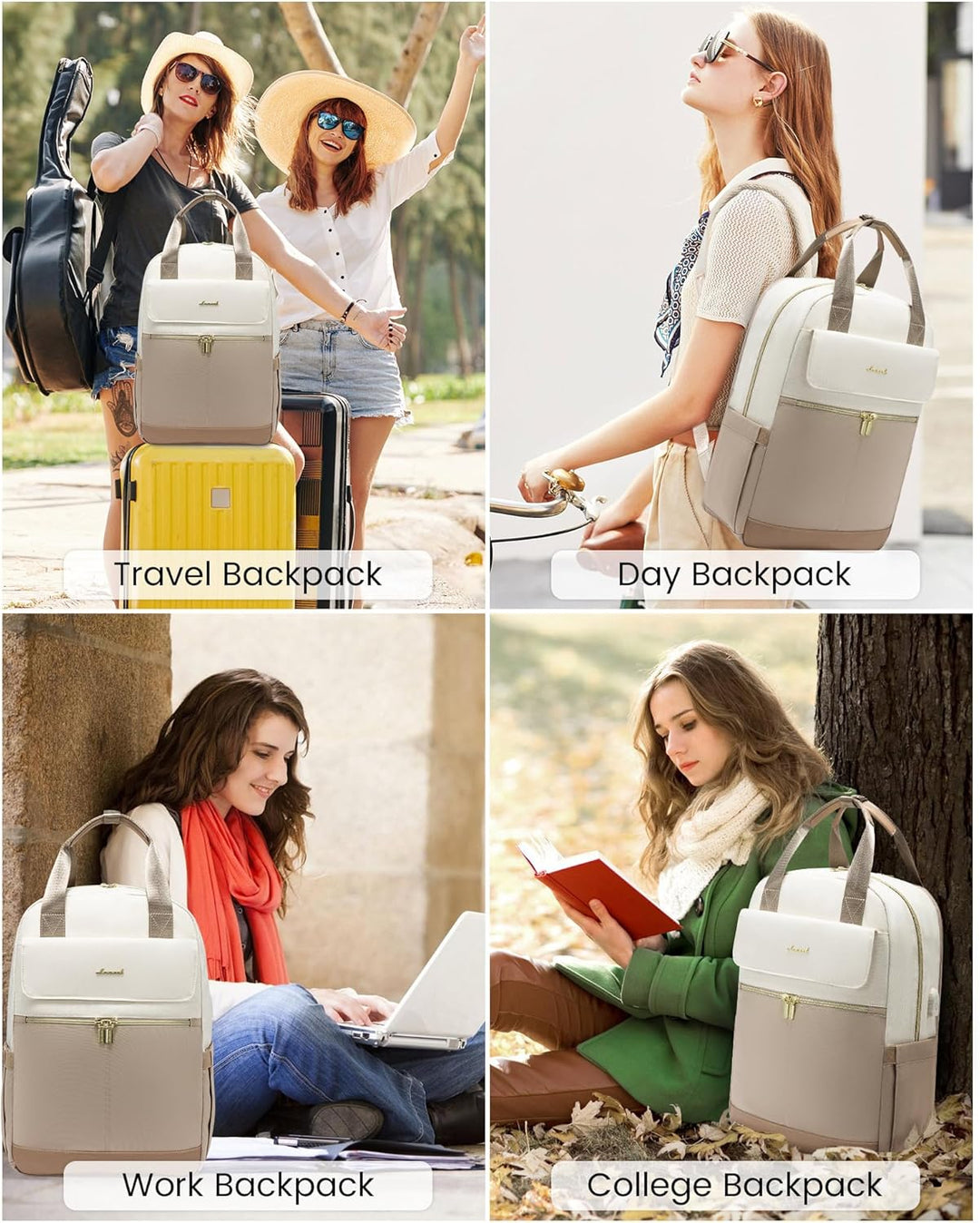 LOVEVOOK Rucksack Damen Gross, 17 Zoll Laptop Schulrucksack Teenager mit Laptopfach, Elegant Reiseru