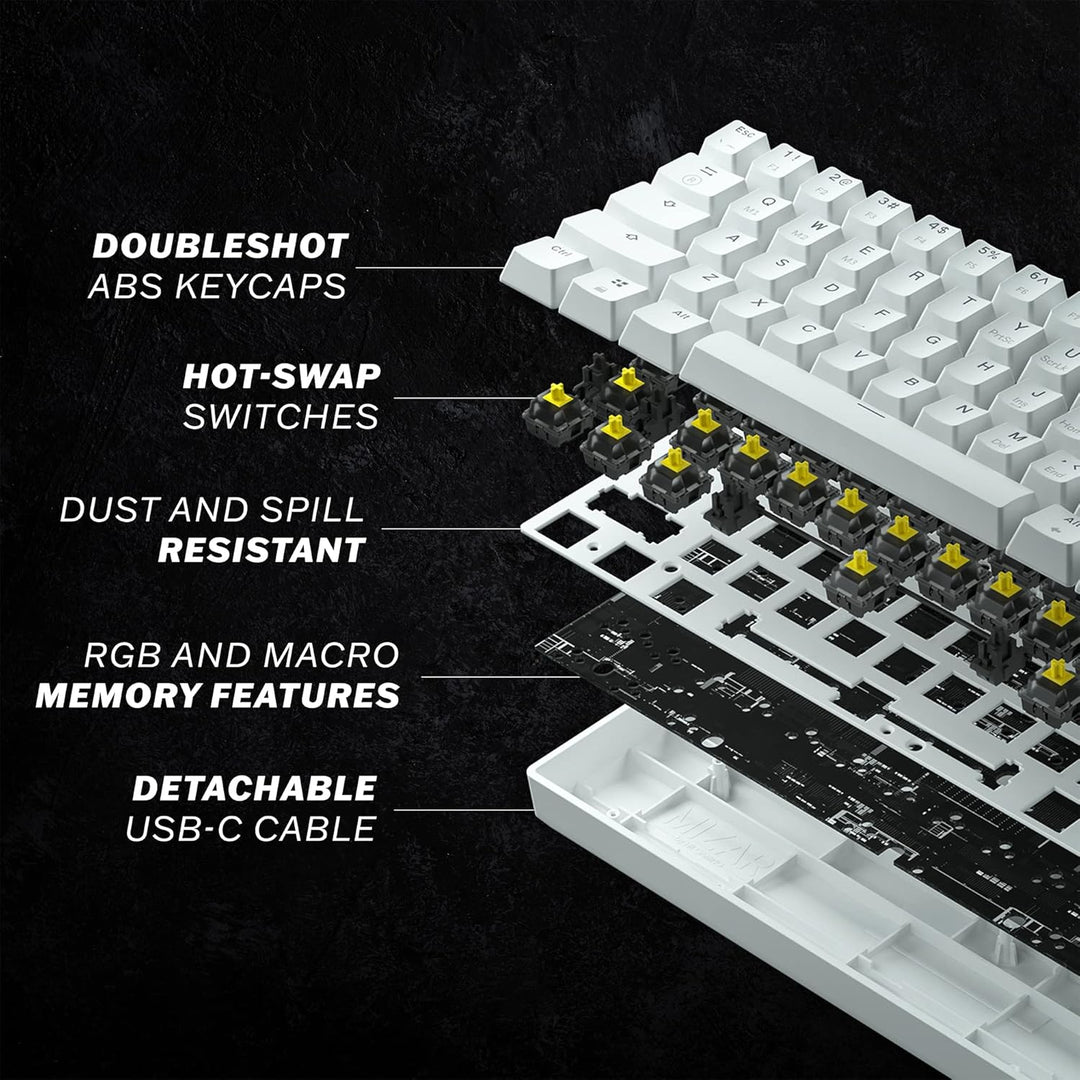 HK Gaming GK61 mechanische 60 Prozent Tastatur | 61 programmierbare Tasten mit RGB Beleuchtung | Kom