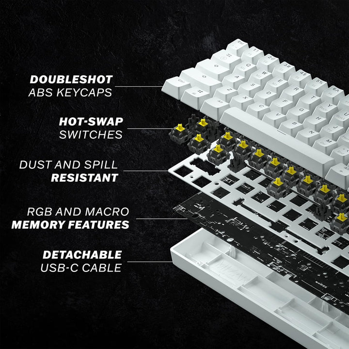 HK Gaming GK61 mechanische 60 Prozent Tastatur | 61 programmierbare Tasten mit RGB Beleuchtung | Kom