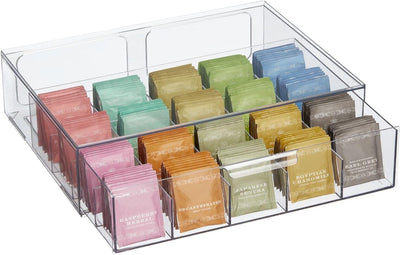 mDesign Aufbewahrungsbox für Teebeutel, Kaffeepads, Zucker usw. – kompakte Teekiste aus Kunststoff m