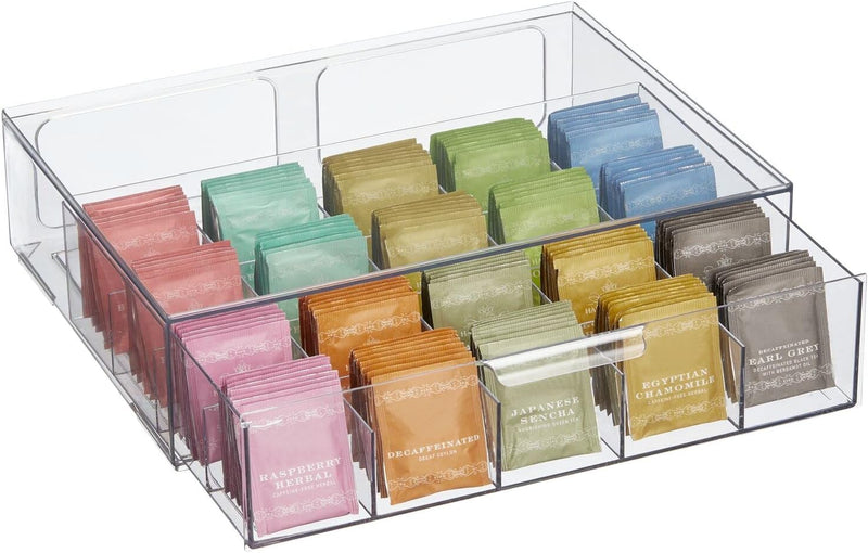 mDesign Aufbewahrungsbox für Teebeutel, Kaffeepads, Zucker usw. – kompakte Teekiste aus Kunststoff m