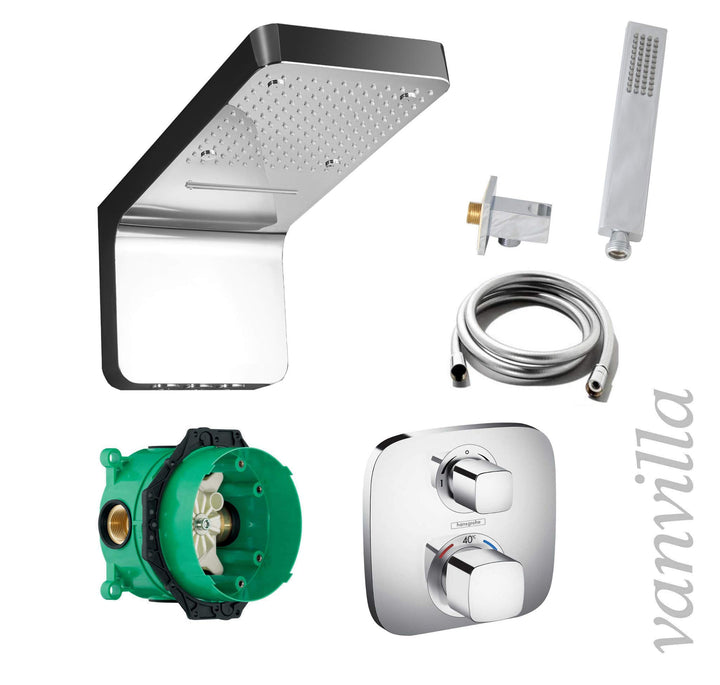 vanvilla Duschsystem mit Unterputz Duscharmatur von Hansgrohe Ecostat E Thermostat und vanvilla Rege