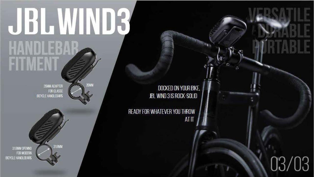 JBL Box Wind 3S Tragbarer Mini Bluetooth Lautsprecher Wasserdicht mit Clip für Sport, Fahrrad und Ro