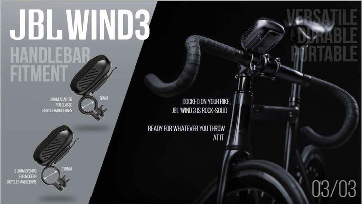 JBL Box Wind 3S Tragbarer Mini Bluetooth Lautsprecher Wasserdicht mit Clip für Sport, Fahrrad und Ro