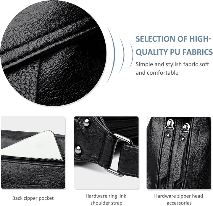 NICOLE & DORIS Kleine Umhängetasche Modische Schultertasche aus weichem Leder Imitat Handtasche Cros