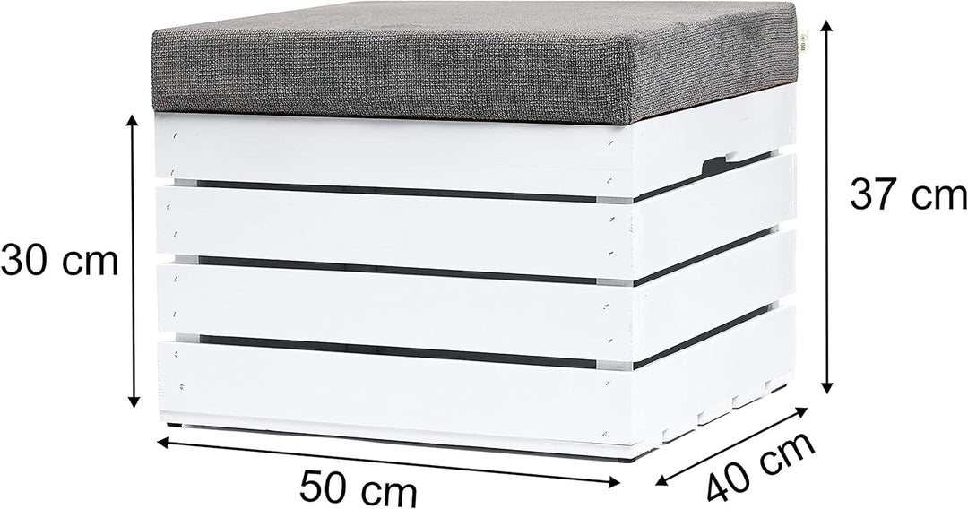 GrandBox Sitzhocker aus Holz 37x40x50 Polster, Sitztruhe Hocker mit Stauraum, Sitzbank, Sitzpouf, Si