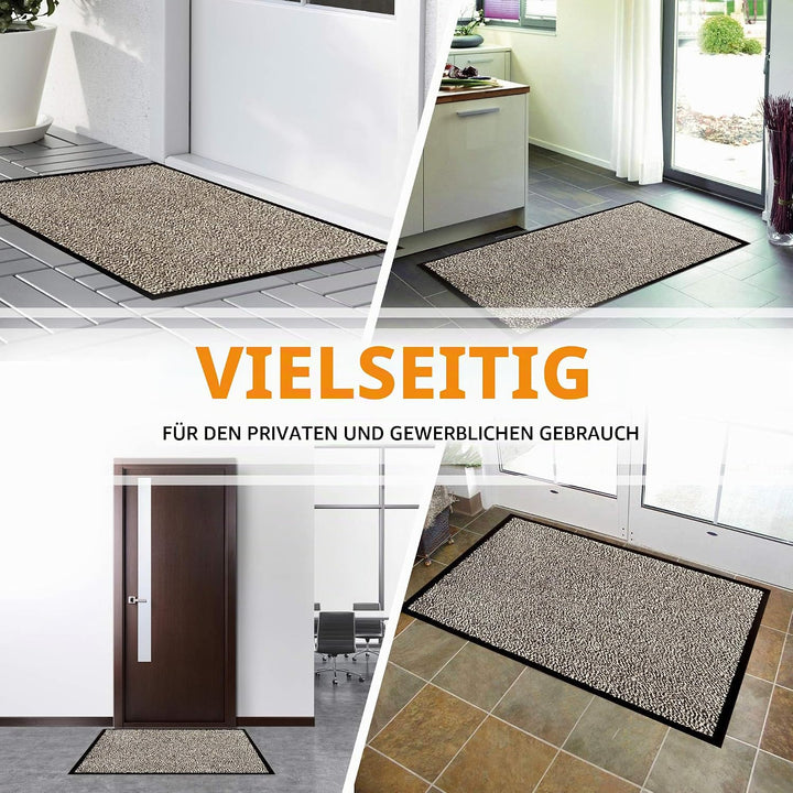 GadHome Fussmatte Beige Grau 90x120 cm | Eingangstürmatte wasserdicht waschbar strapazierfähiger Sch