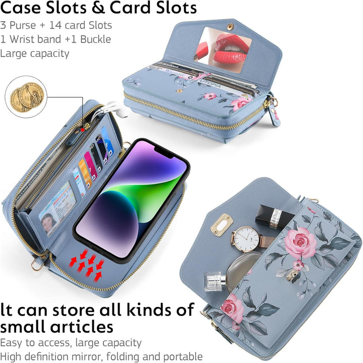 URMAX für iPhone 14 LederHülle Handyhülle [Premium PU Leder] [Kartenfach] [Magnetverschluss] RFID Sc