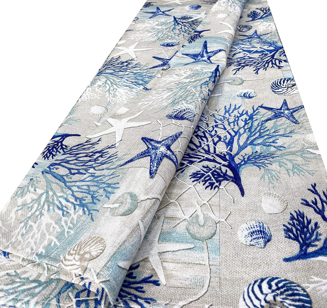 Tex Family Tagesdecke Gran Foulard Sofaüberwurf Stoff Loneta Meer Korallen blau - Doppelbett 2 Quadr