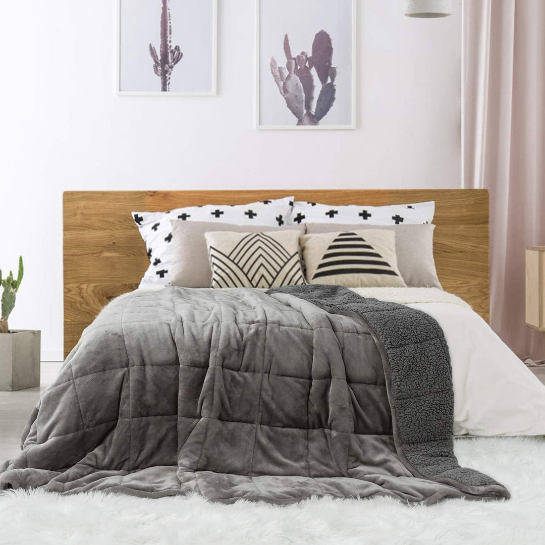 Sivio Sherpa Fleece Gewichtsdecke für Erwachsene, 7kg schwere Fuzzy Decke mit weichem Plüsch Flanell