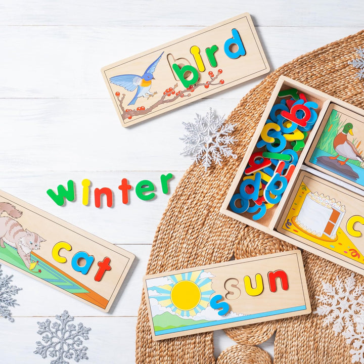 Melissa & Doug See & Spell , Spelling Game , Wooden Alphabet Letters and Words , Word Flash Cards ,