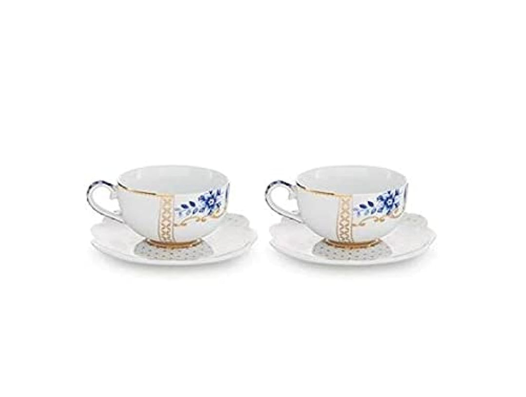 PIP Studio Royal White Blue Set 2 Teetassen und Untertassen
