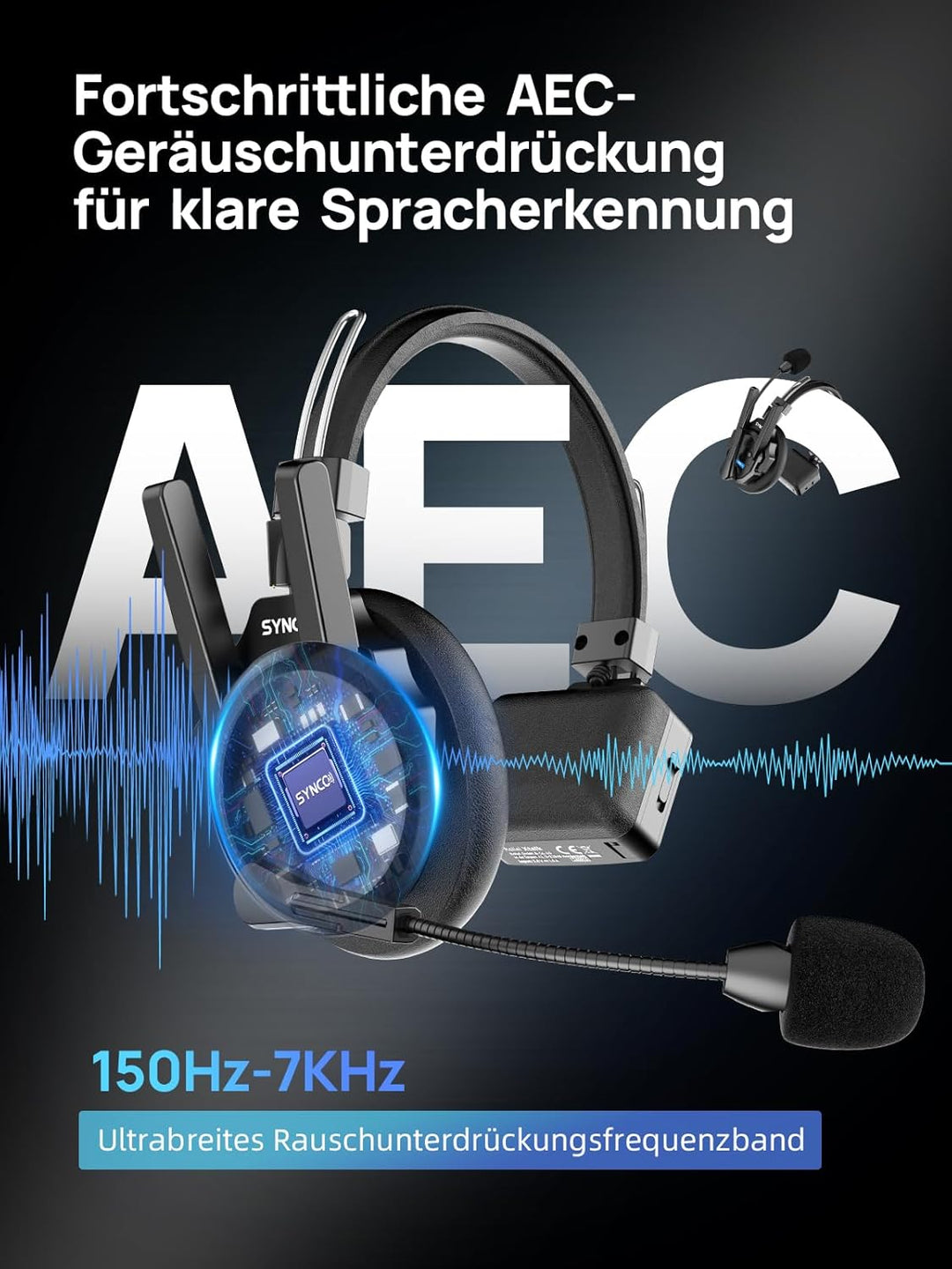 SYNCO XTALK XPRO5 Wireless Intercom Headset, 2,4GHz Vollduplex 24H Akkulaufzeit 500M Reichweite Echt