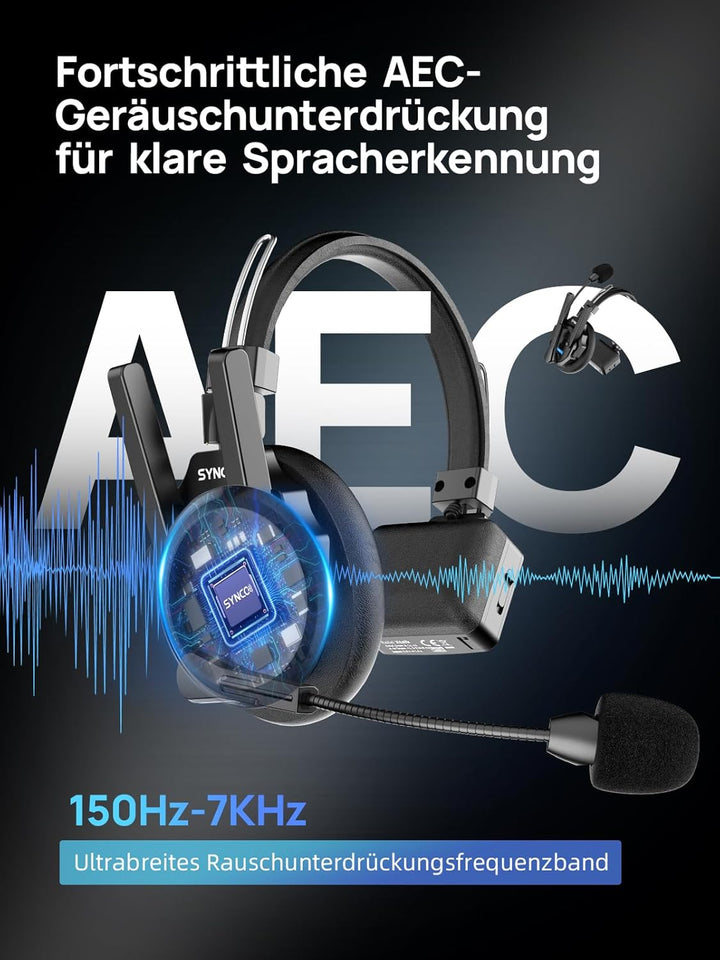SYNCO XTALK XPRO2 Wireless Intercom Headset, 2,4GHz Vollduplex 24H 500M Reichweite Echtzeit-Teamkomm