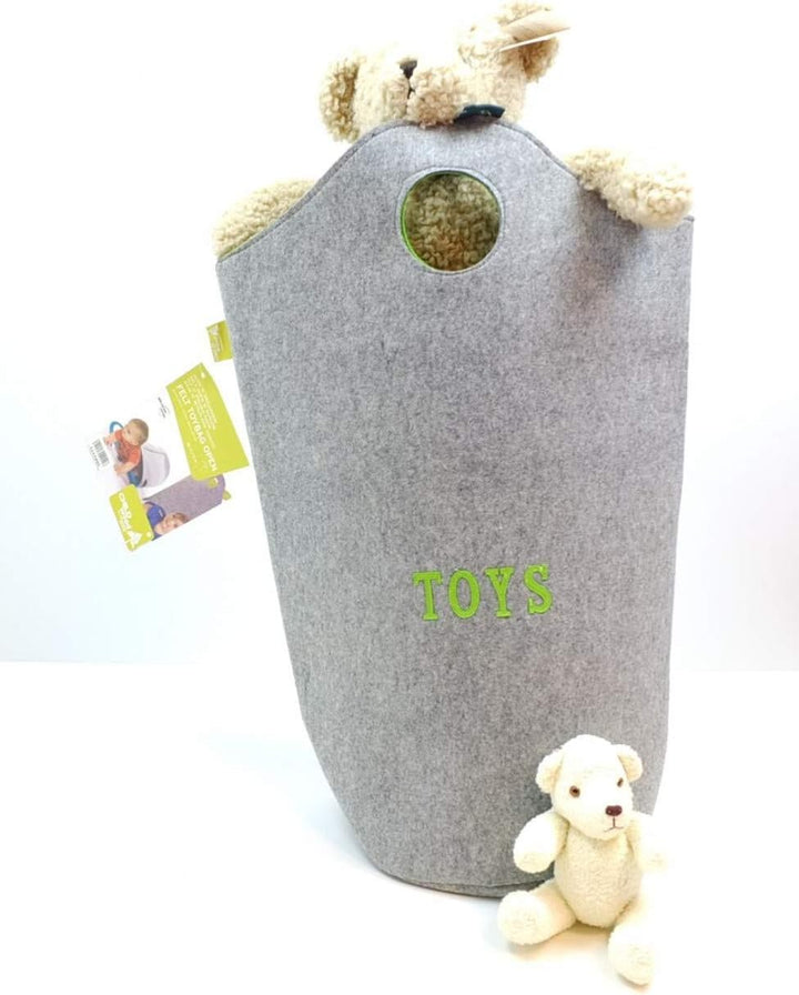 Spielzeugtasche - FELT - runde Speilzeugtasche grau/lime