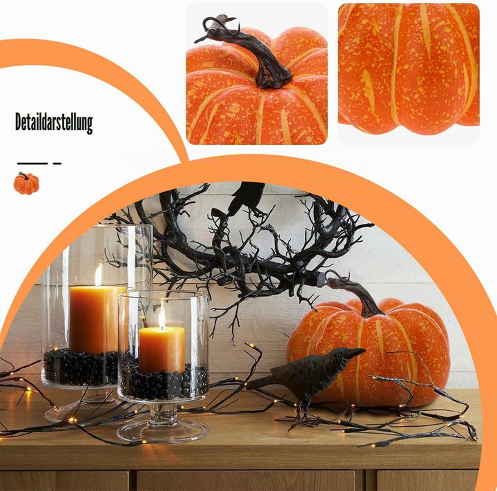 Funzhan Herbst Thanksgiving Gelb Künstlicher Kürbis Dekor 15 cm Halloween Realistisch Schaum Gefälsc