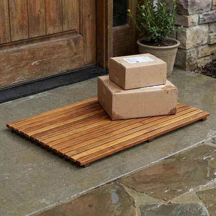 Bare Decor Zen Shower Spa, Fussmatte aus massivem Teakholz und geöltem Finish, braun (Teak), 31.5" W
