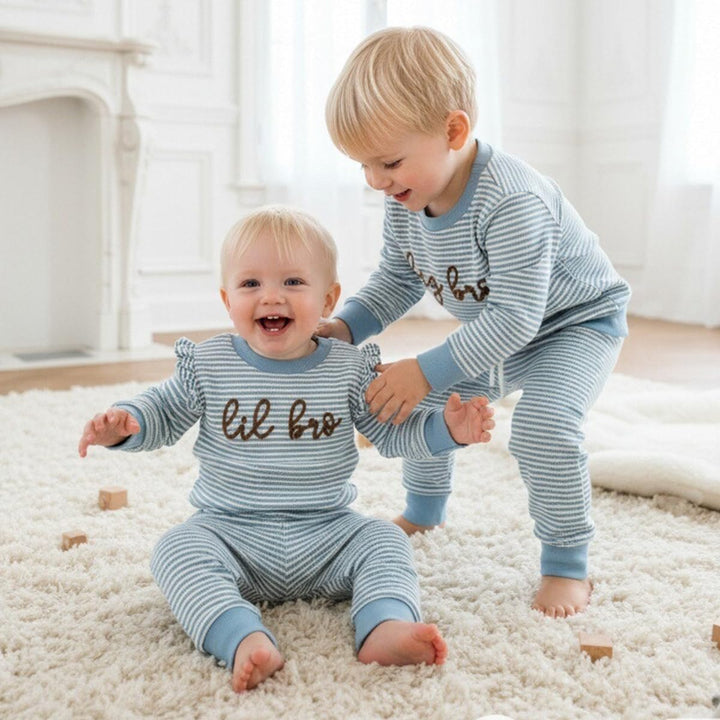 Kleinkind Baby Mädchen Herbst Kleidung Rüschen Langarm Süsses Print Streifen Sweatshirt Top und Hose