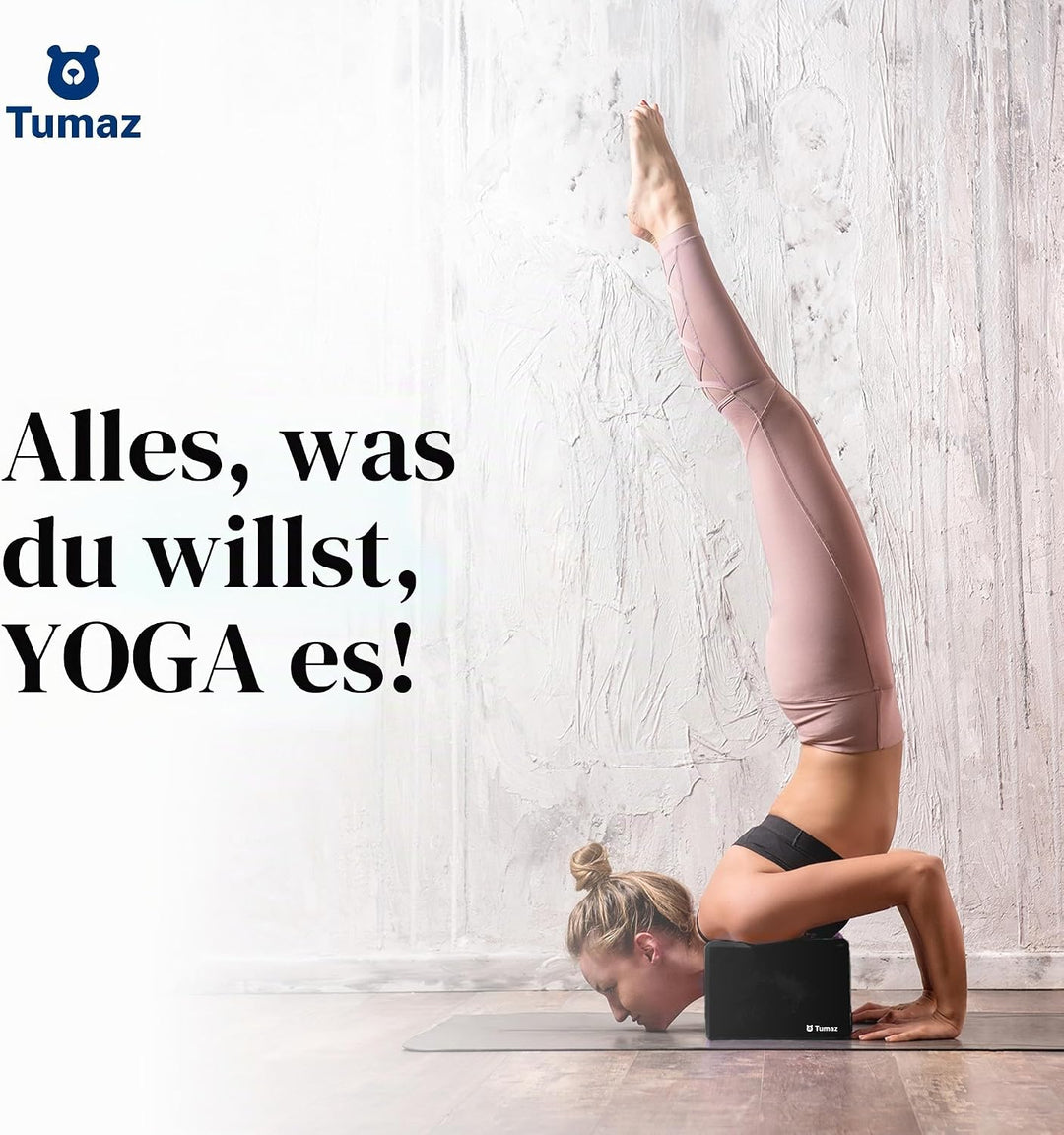 Tumaz Yoga Block 2er Set mit Yoga Gurt [240 cm] - Yoga Blöcke Eva-Schaum mit hoher Dichte und gering