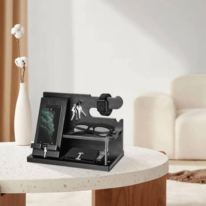 Geschenke für Männer Weihnachten Holz Telefon Dockingstation Uhren Geldbörsen Nachttisch Organizer G
