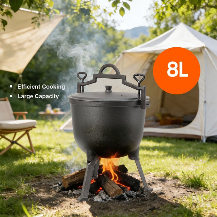 8L Feuertopf Gulaschkessel Jagdkessel Dutch Oven Gusseiserner Topf Mit Füssen Und Deckel Kochtopf Ke