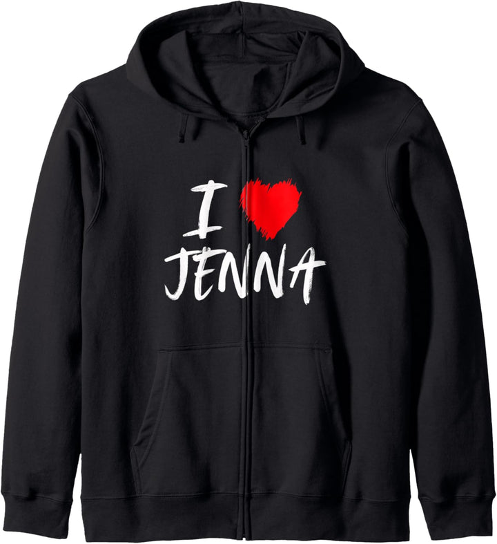 "I Love Jenna Wife Mom Daughter Girlfriend Valentine Heart Kapuzenjacke