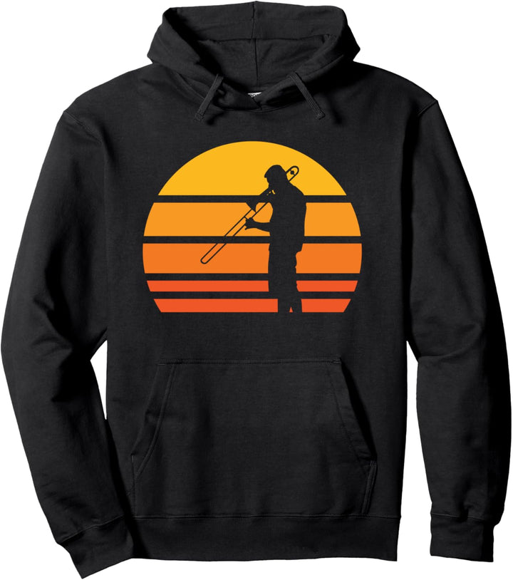 Posaunen-Sonnenuntergang-Vintage Retro Posaunen-Band-Musik Pullover Hoodie