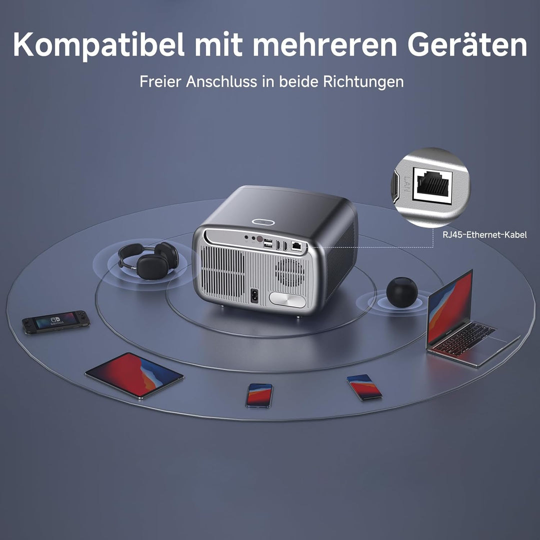 4K Beamer kompatibel mit Netflix & Dolby Audio | iSinbox Smart Beamer 1500 ANSI, HDR10+, Autofokus,