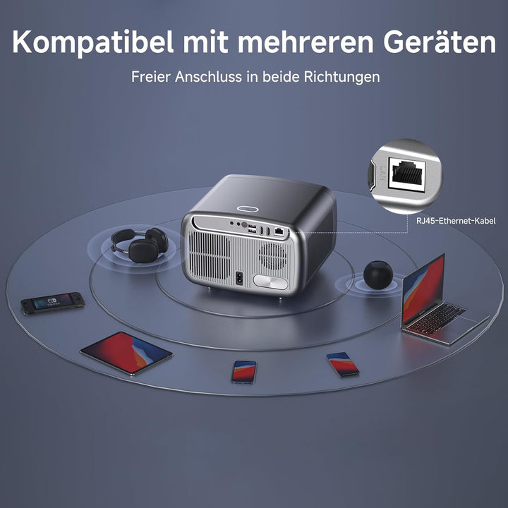 4K Beamer kompatibel mit Netflix & Dolby Audio | iSinbox Smart Beamer 1500 ANSI, HDR10+, Autofokus,