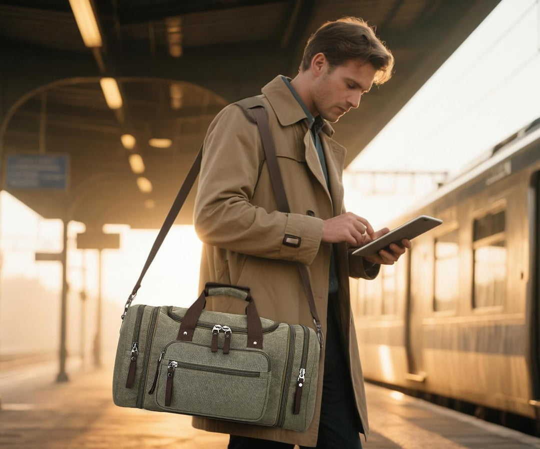 DORRISO Mode Herren Reisetasche Grosse Kapazität Erweiterbar Sporttasche 40L Elegant Handgepäck Tasc