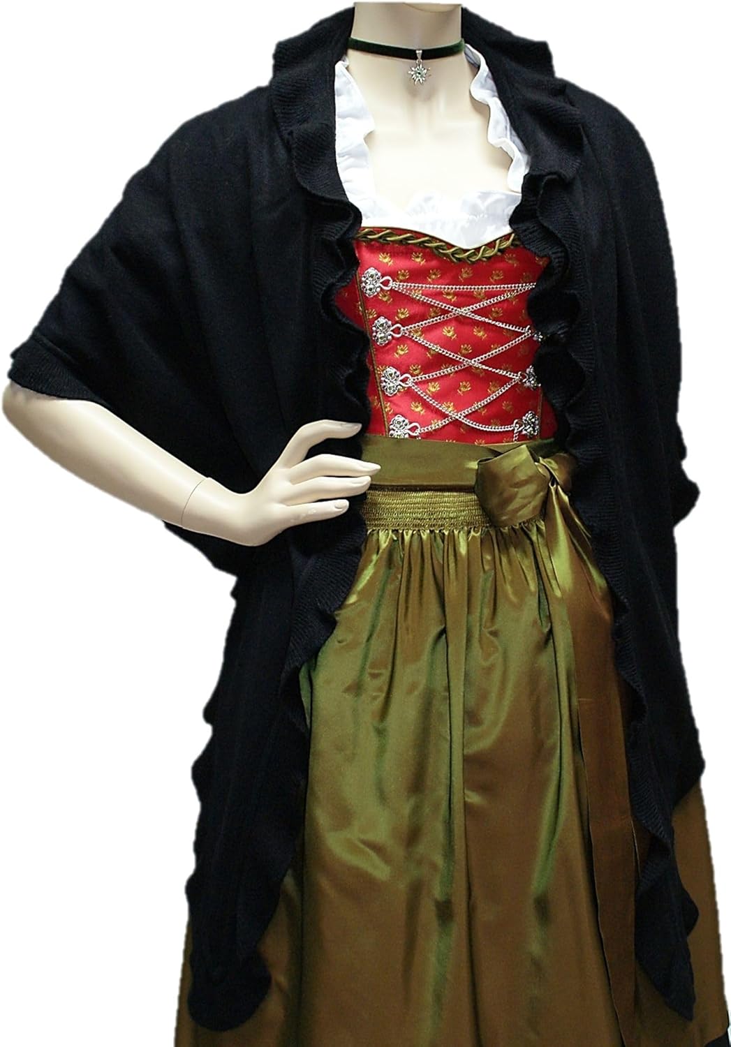 Poncho Cape Trachtentuch Umhang Stola Schultertuch Trachten-Tuch Damen Strickponcho Tracht Strick Tr