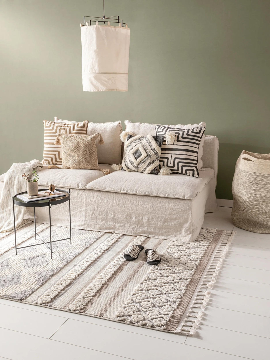 benuta TRENDS Kurzflor Teppich OYO Cream/Grau 120x180 cm - Moderner Teppich für Wohnzimmer, 40538948