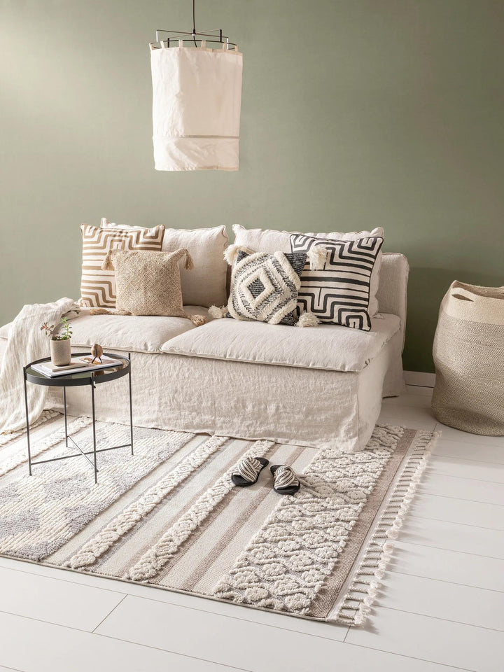benuta TRENDS Kurzflor Teppich OYO Cream/Grau 120x180 cm - Moderner Teppich für Wohnzimmer, 40538948