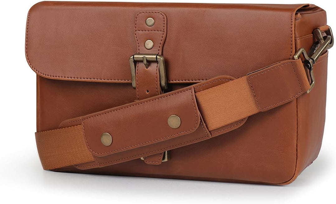 MegaGear MG1525 Kameratasche - Kuriertasche aus Leder für Spiegellose, Sofortbild - und DSLR Kameras