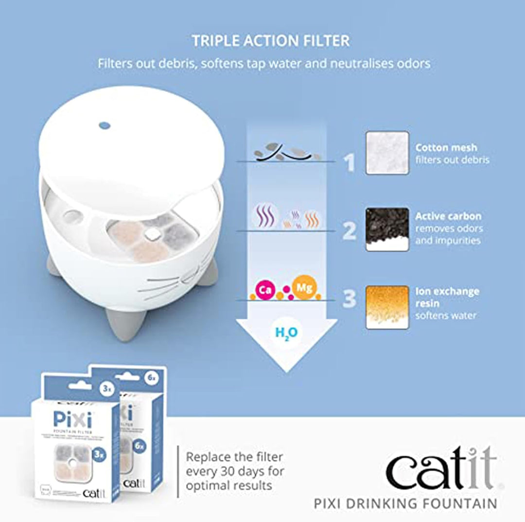 Catit Pixi Trinkbrunnen für Katzen, 2,5L, weiss, 1 Stück (1er Pack) weiss 1 Stück (1er Pack), weiss