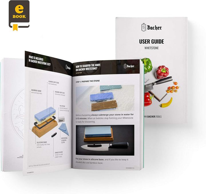 Bacher Premium Schleifstein. Zweiseitig, Körnung 400/1000 Wetzstein Abziehsteine. Messerschärfer Was