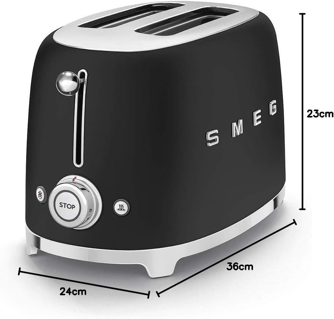 SMEG - Torradeira 2 Tostas Anni50, Preto Mate TSF01BLMEU, Schwarz Matt