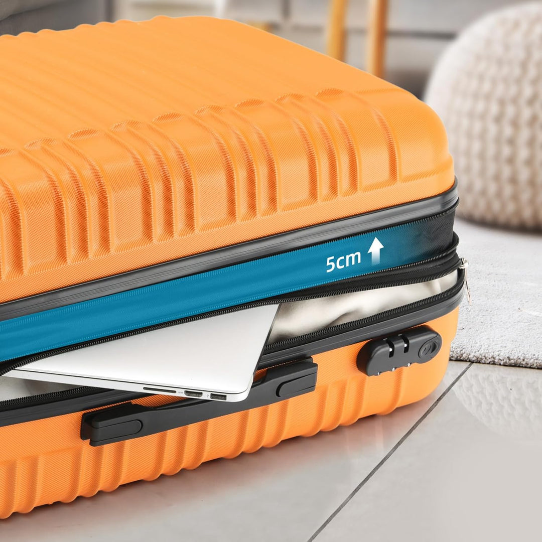 BEIBYE Hartschalen Koffer Trolley Rollkoffer Reisekoffer Zwillingsrollen Kofferset (Orangen, Set) Or