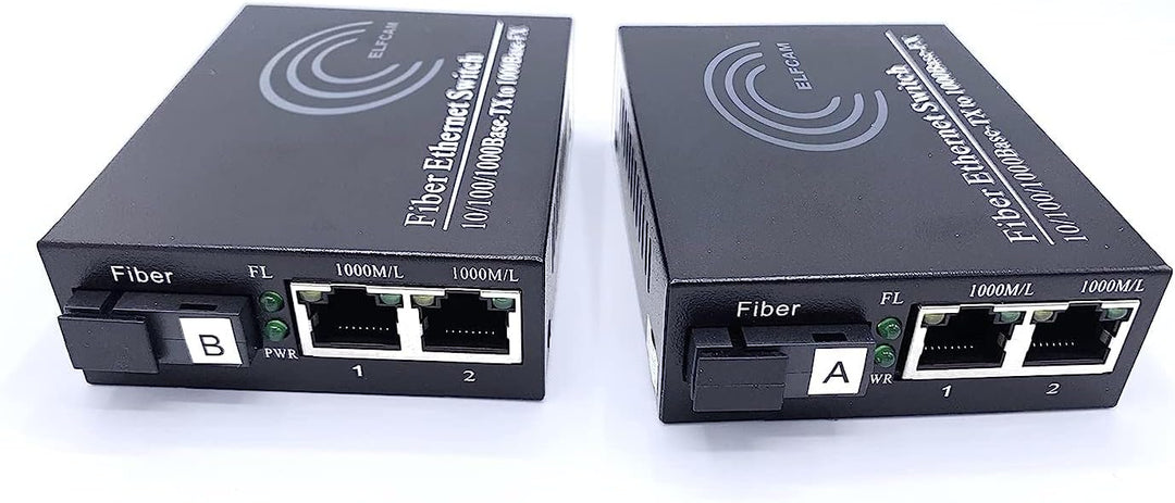 Elfcam® - Gigabit Ethernet LWL Media Converter Fibre Optic 10/100/1000 Mbps Including Mini-GBIC (SFP